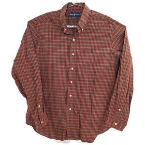 Ralph Lauren Shirt Mens XL Red Green Plaid Classic Fit Button Down Long Sleeve